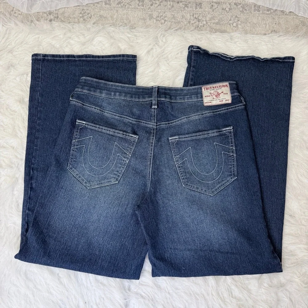 True Religion Bobbi Low Slung Baggy Jeans Mens 30 Dark Wash Wide Leg Y2K Denim